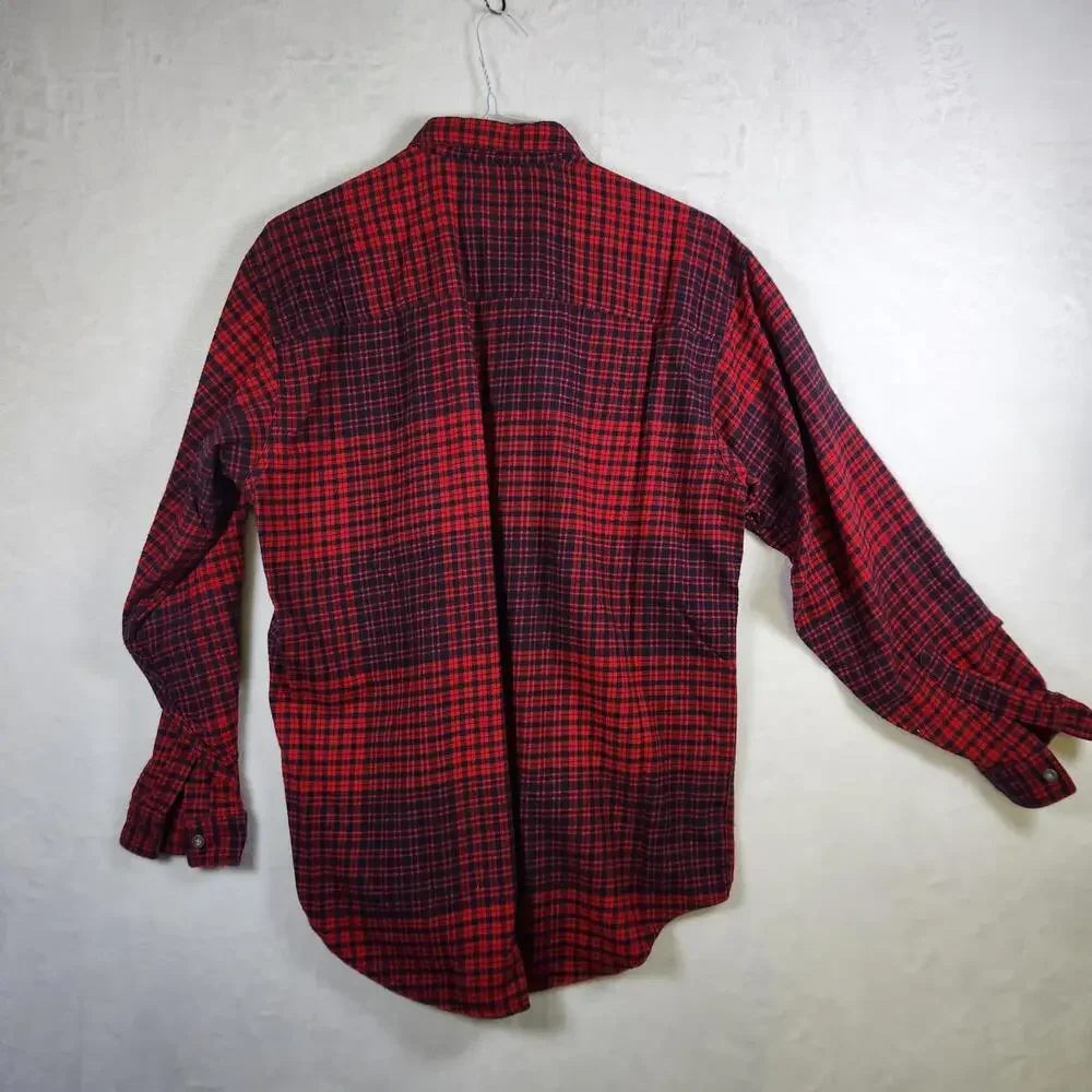 Levis Plaid Flannel Long Sleeve Button‎ Up Shirt Red Blue Size Medium Cotton